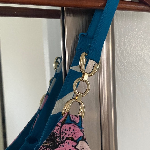 NWOT Guess Teal Floral Bodycon Mini Dress - Picture 2 of 7